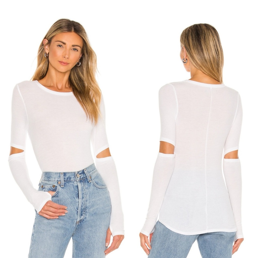 Michael Lauren Solomon Elbow Cut Out Tee in White Size Small